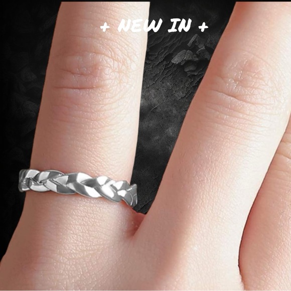 New Exclusively Unisex Fancy Luxury Sterling Silver Braided Rope Band Ring - Picture 2 of 3